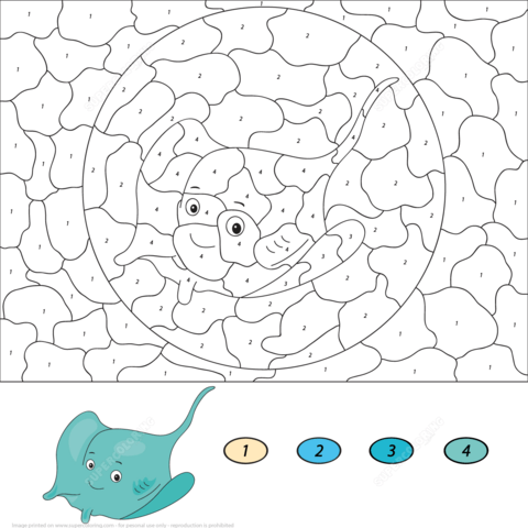 Electric Stingray Color By Number Coloring Page